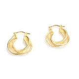 925 Sterling Silver Triple Intertwined Hoop Earrings - Laser Detail