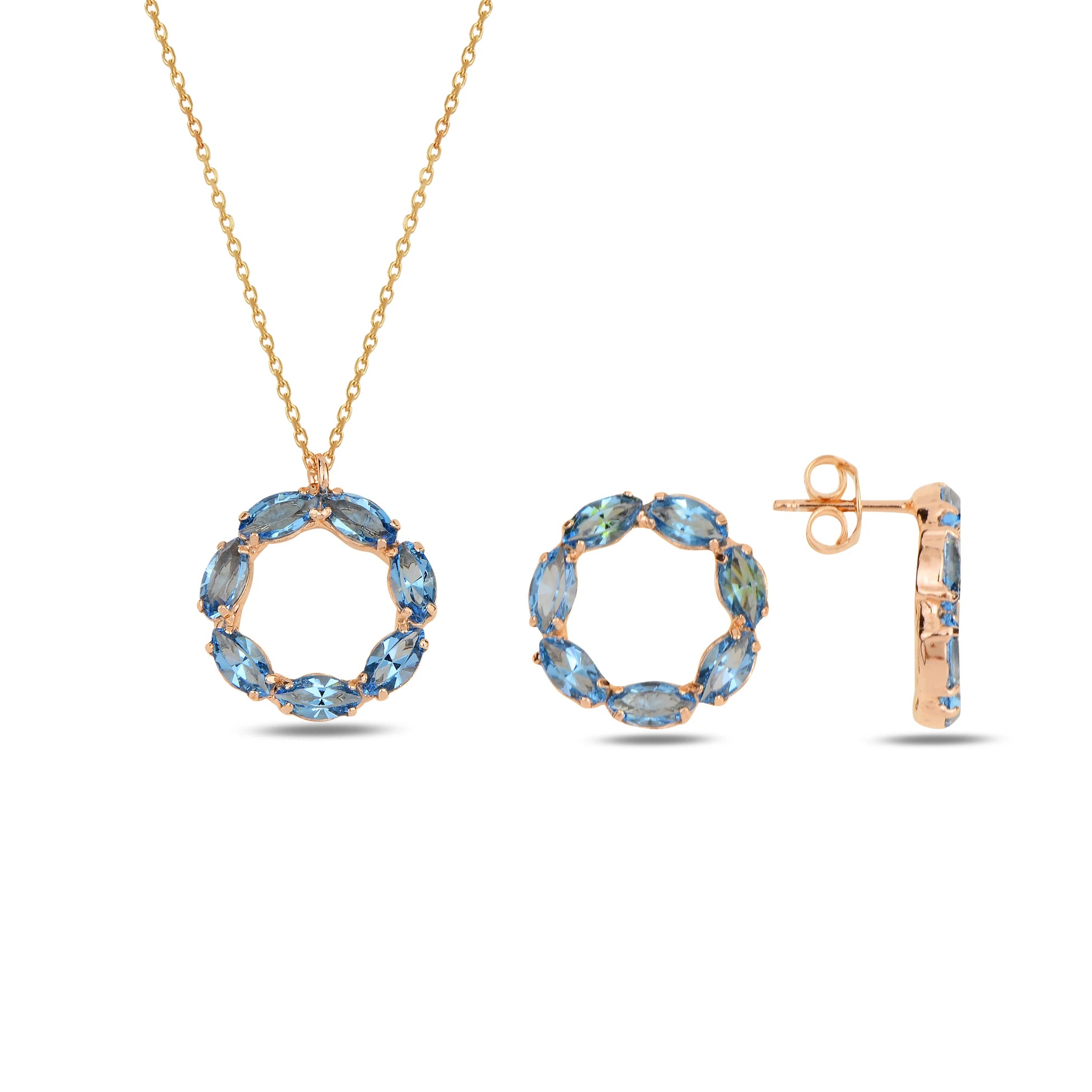 Sterling Silver Marquise Swarovski Crystal Set - Neptune Collection