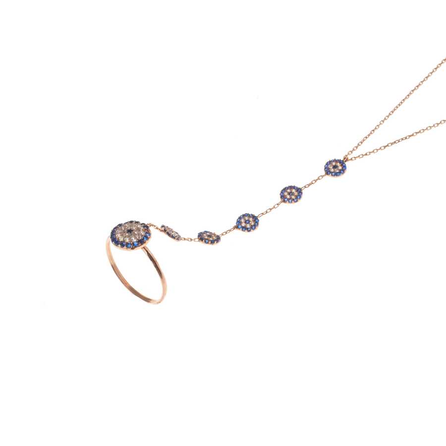 925 Sterling Rose Silver Evil Eye Hand Chain with Zircon