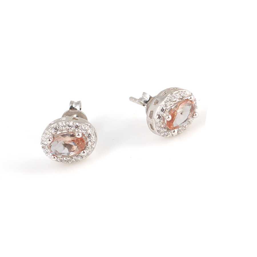 925 Sterling Silver Zultanite Oval Halo Stud Earrings - Elegant Dainty Design