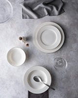 New Bone Porcelain 24-Piece Dinner Set - Galena White & Silver