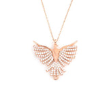 925 Sterling Silver Zircon Phoenix Pendant Necklace - Mythical Charm
