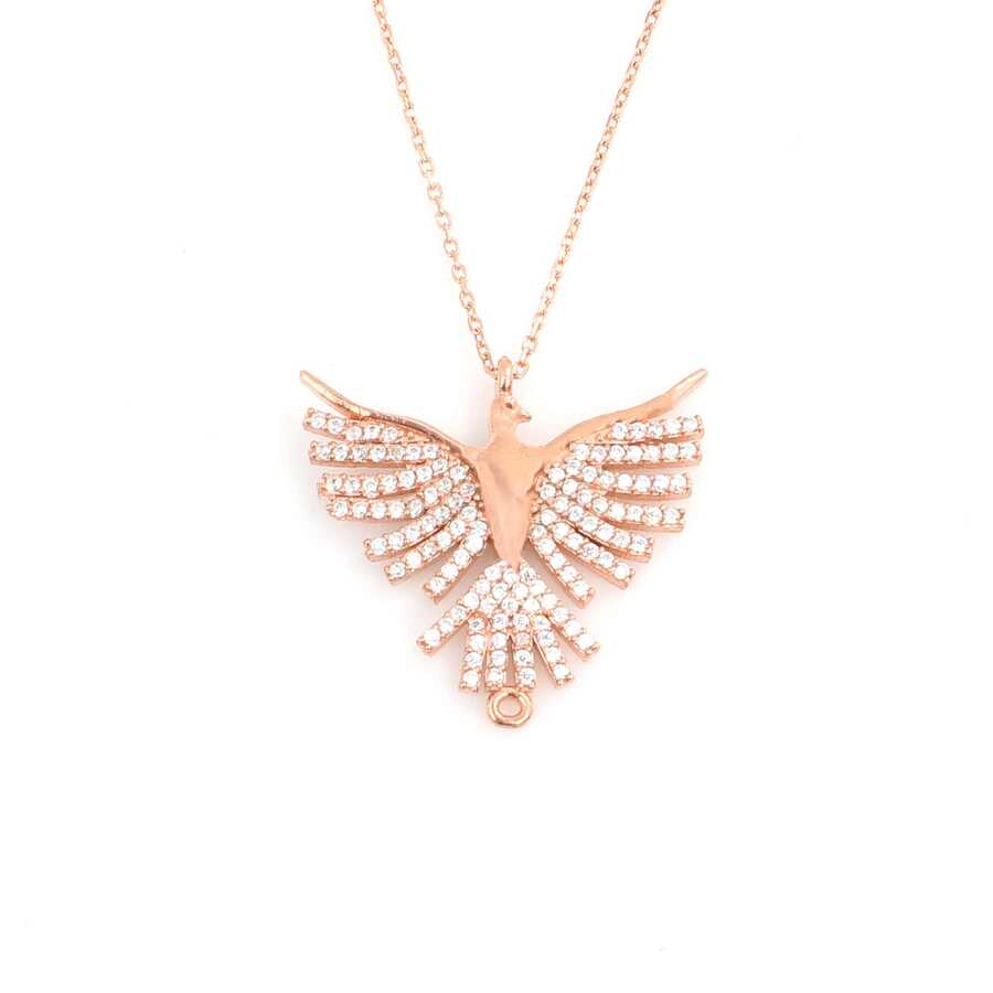925 Sterling Silver Zircon Phoenix Pendant Necklace - Mythical Charm