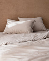 100% Cotton Single Duvet Cover Set - Stone & Classic Comfort