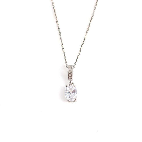 Premium 925 Sterling Silver Oval Zircon Necklace