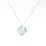 Sterling Silver Infinity Pendant Necklace - Synthetic Aquamarine