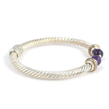 925 Sterling Silver Amethyst Men's Bracelet - Twisted Spring Design
