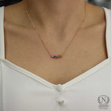 Sterling Silver Multi-Color Zircon 5-Row Necklace