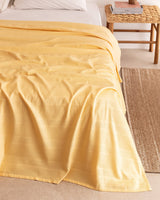 100% Cotton Pique Weave King Size Blanket - Yellow