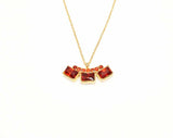 Sterling Silver Three-Stone Necklace with Fire Red Zircon