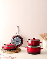 20 cm Red Deep Cooking Pot - Versatile Saucepan