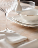New Bone 6-Person Dinnerware Set - Modern White & Gold Accents