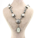 Sterling Silver Enamel Pearl Byzantine Necklace - Constantin Design