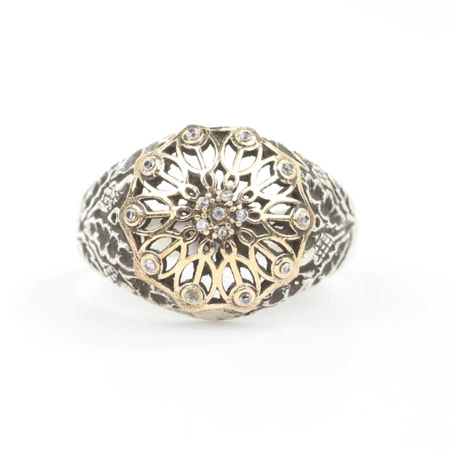 925 Sterling Silver Zircon Stone Ring - Elegant Antique Design