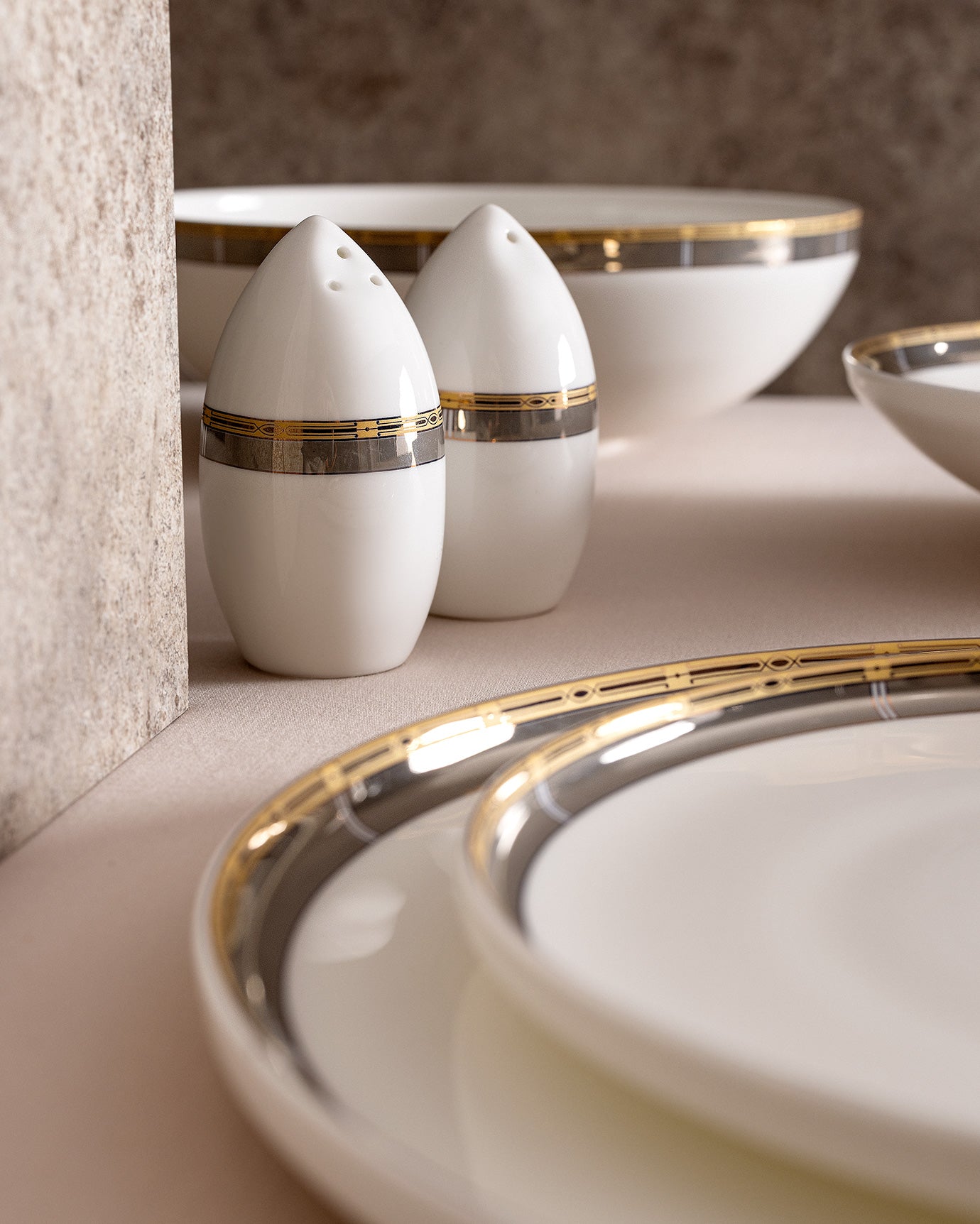 Fine Bone Porcelain 6-Person Dinnerware Set - Elegant White & Vizon