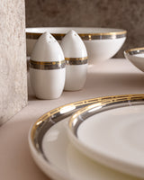 Fine Bone Porcelain 6-Person Dinnerware Set - Elegant White & Vizon