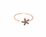 Premium 925 Sterling Silver Star Ring Pink Black Stone