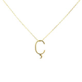 925 Sterling Silver 3D C Initial Pendant Necklace with Zircon Stones