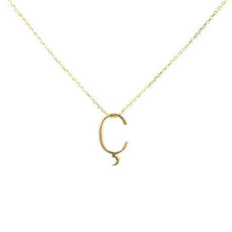 925 Sterling Silver 3D C Initial Pendant Necklace with Zircon Stones