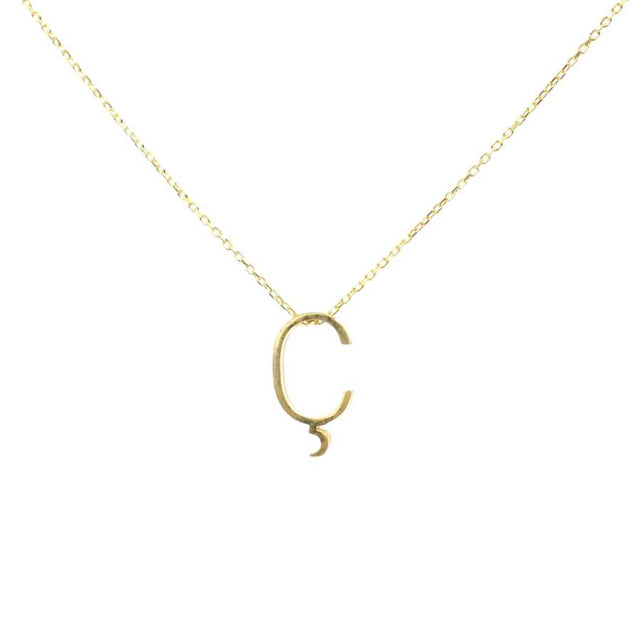 925 Sterling Silver 3D C Initial Pendant Necklace with Zircon Stones