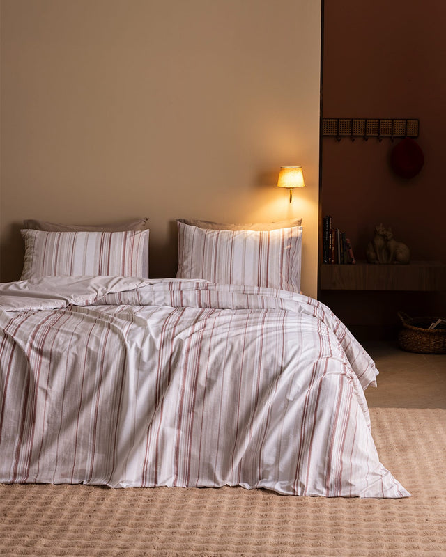 Jacquline 100% Cotton Ranforce King Size Duvet Cover Set - Powder Pink