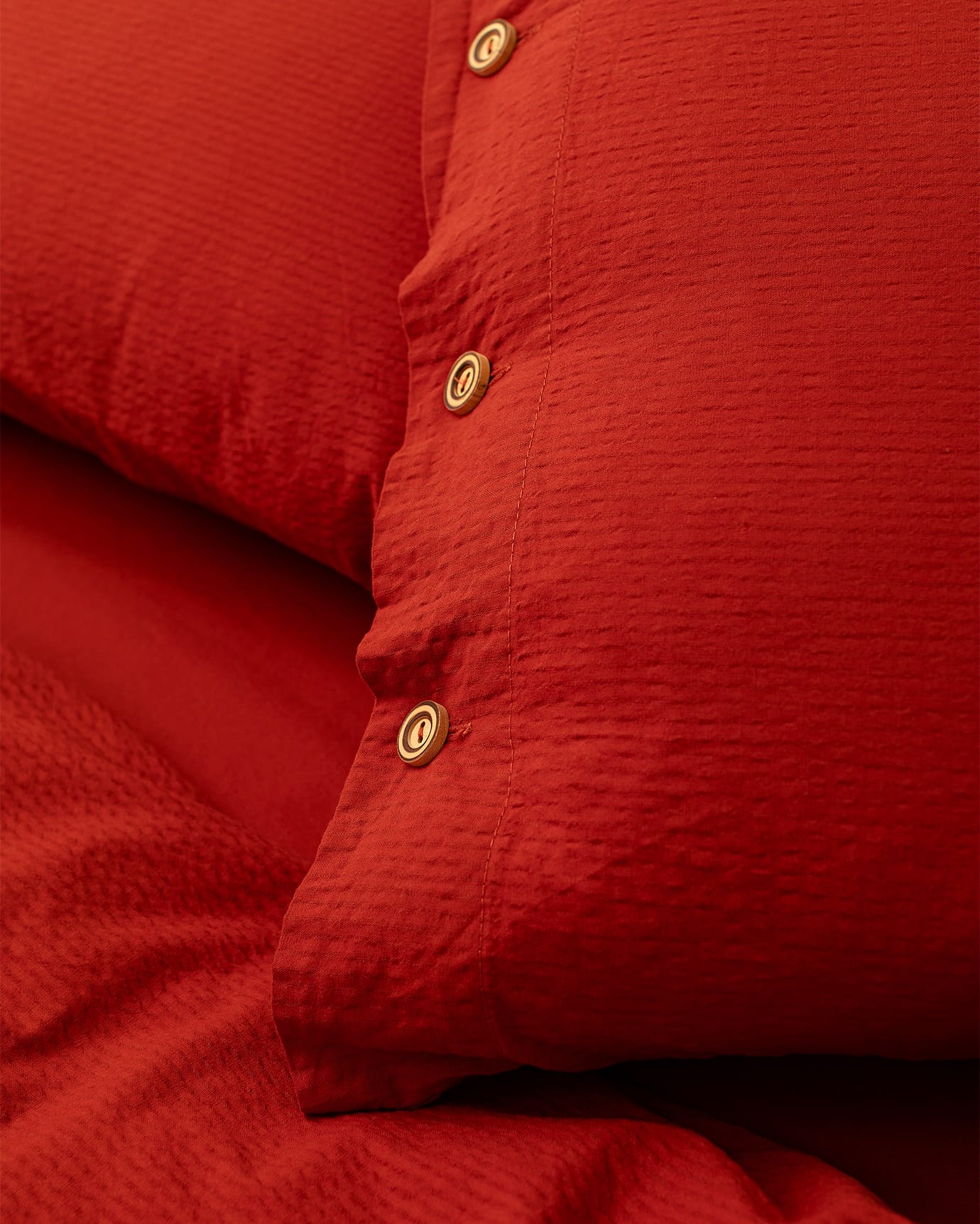 Ensemble de housse de couette double Gauffre froissée lavée - Parure de lit orange doux
