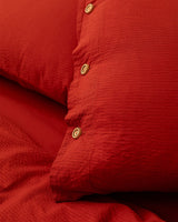 Ensemble de housse de couette double Gauffre froissée lavée - Parure de lit orange doux