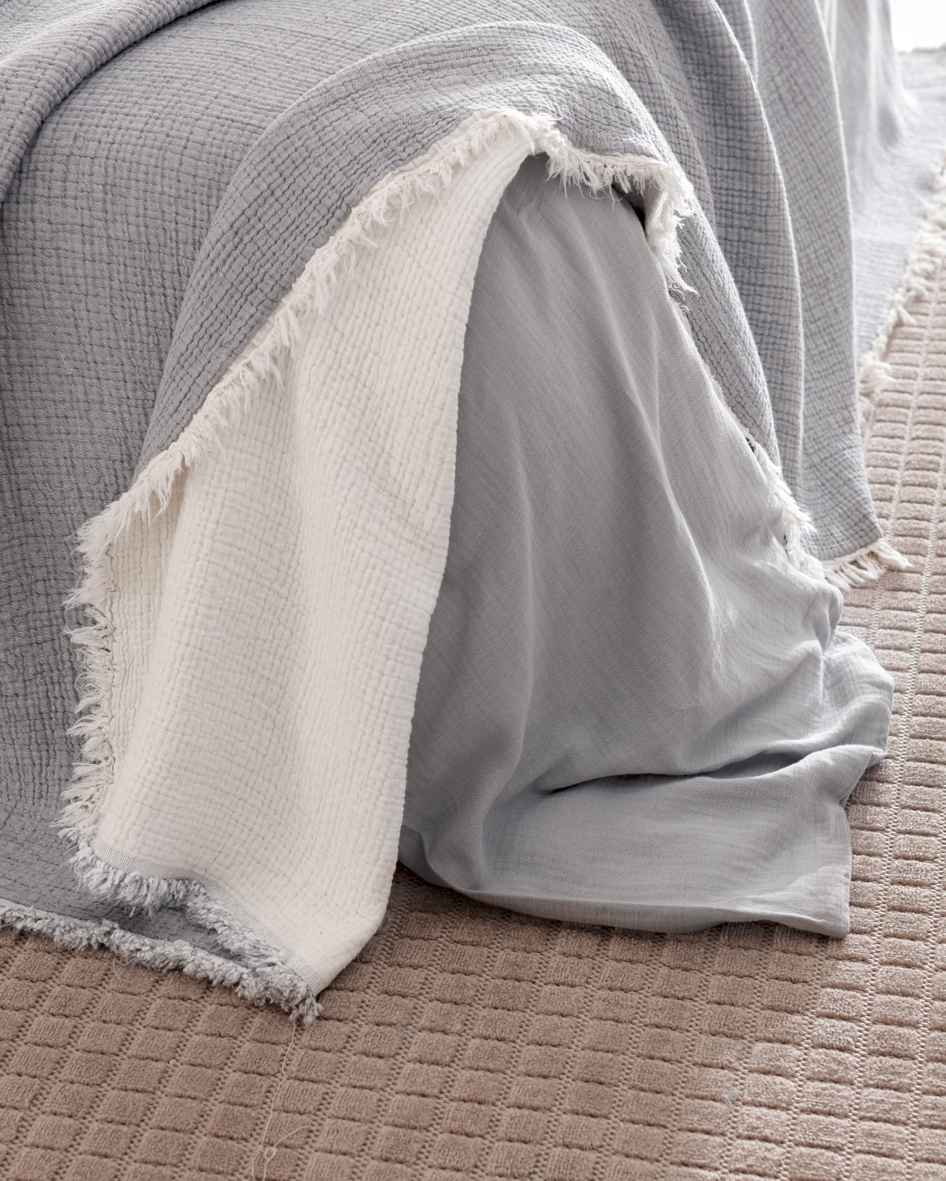 Ensemble de literie nuptiale de luxe 8 pièces - Housse de couette anthracite écru et draps