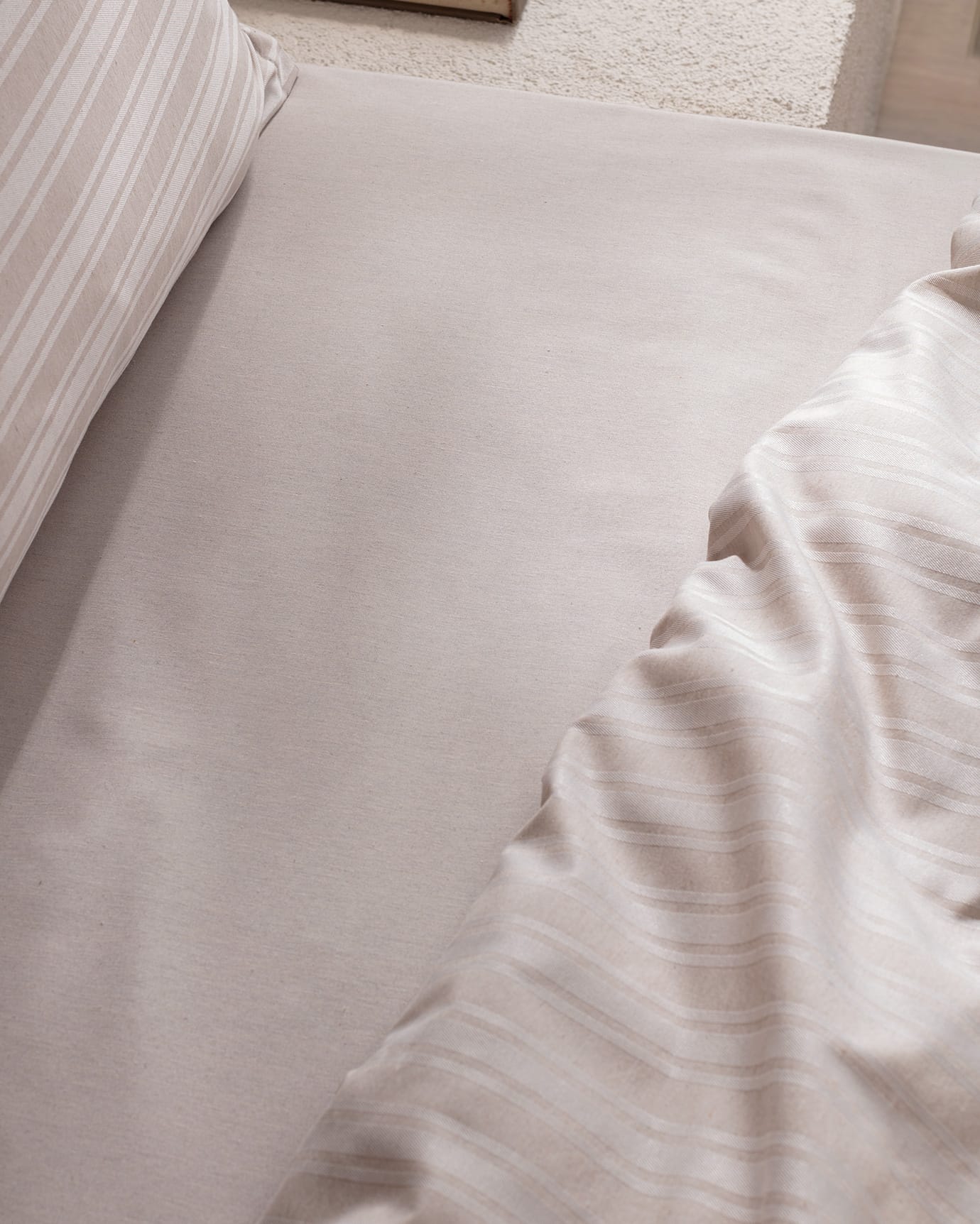 Cotton Blend Sateen Double Duvet Cover Set - Striped