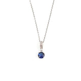 925 Sterling Silver Dainty Round Sapphire Zircon Necklace