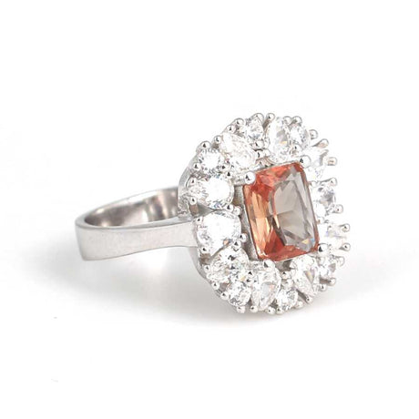 Sterling Silver Zultanite & Zircon Cluster Ring - Rectangular Design