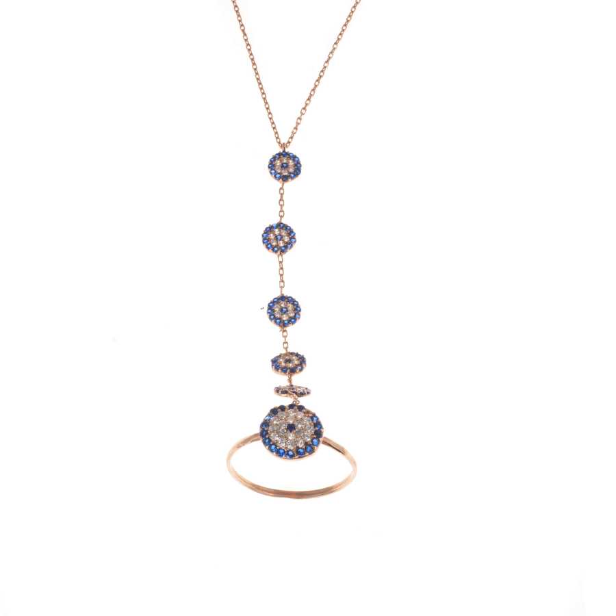 925 Sterling Rose Silver Evil Eye Hand Chain with Zircon