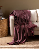 Burgundy Decorative Sofa Throw Blanket - Soft & Cozy