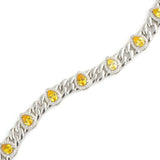 925 Sterling Silver Teardrop Citrine & Zircon Line Bracelet