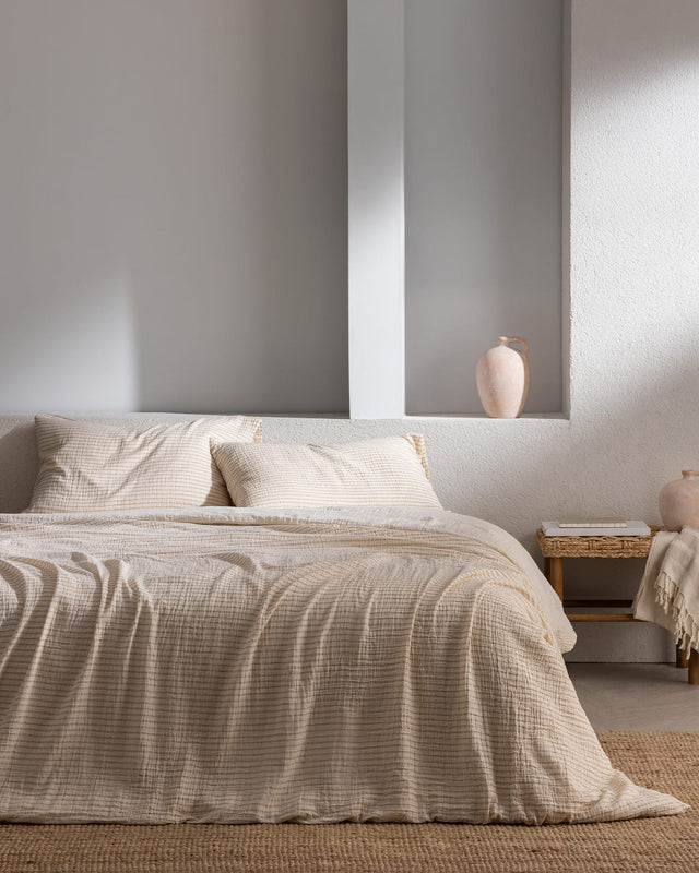 100% Cotton Muslin Single Duvet Cover Set - Yarn-Dyed Comfort