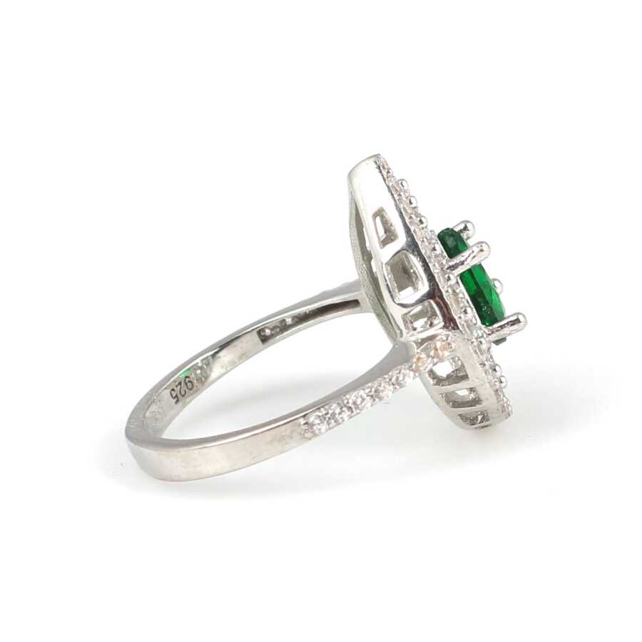 Professional 925 Sterling Silver Emerald Color Drop Ring