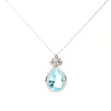 925 Sterling Silver Aquamarine Zircon Teardrop Necklace