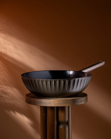 Non-Stick Brown 30 cm Wok Pan for Stir-Fry Cooking