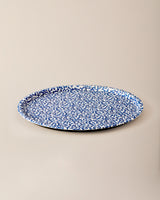 Durable Plastic Round Serving Tray - Contemporary Blue & White Design