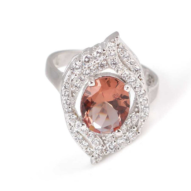 925 Sterling Silver Oval Zultanite Ring - Zircon Accented