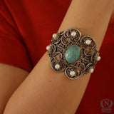 925 Sterling Silver Turquoise Byzantine Bracelet - Constantinople Design