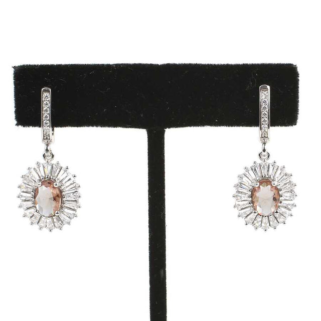 925 Sterling Silver Oval Zultanite & Baguette Drop Earrings