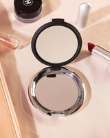 Plastic & Glass Compact Mirror - Silver Finish Dual Magnification