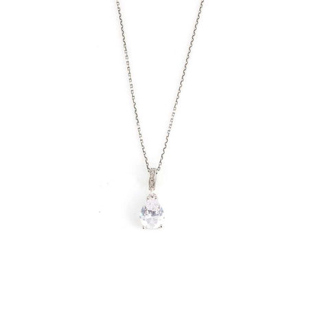 925 Sterling Silver Teardrop Zircon Pendant Necklace