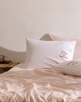 Amour Embroidered 100% Cotton Pillowcase Set of 2 - White & Red