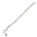 925 Sterling Silver Figaro Bracelet - Heart Lock & Bear Charm