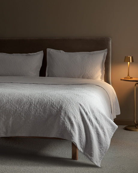 Cotton Blend King Size Bedspread Set - Floral Luxury Design