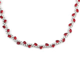 Sterling Silver Ruby Red & White Zircon Tennis Necklace