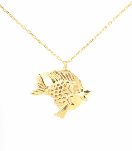 Premium 925 Sterling Silver Fish Charm Necklace Yellow