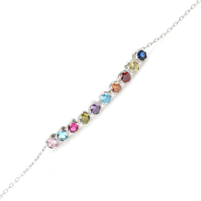 925 Sterling Silver Multi-Color Zircon 10-Row Bracelet